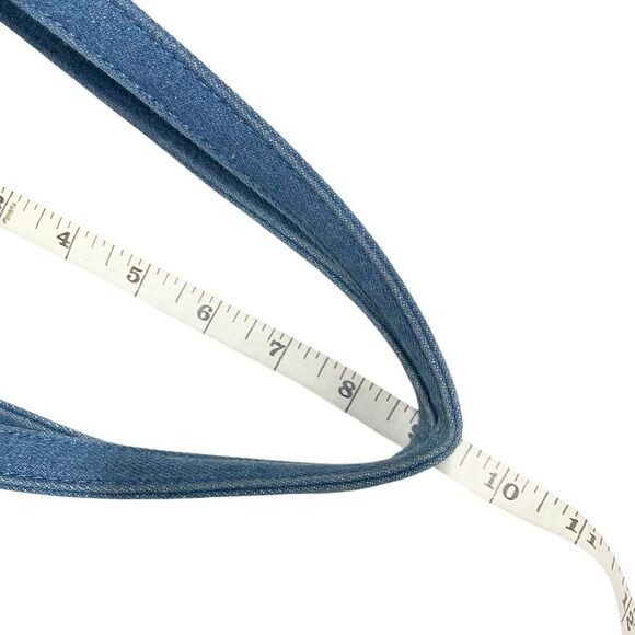 Blue and Cream Chevron Denim Structured Tote Shoulder Bag - Picture 7 of 8